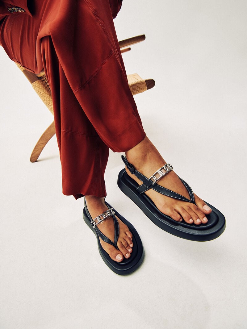 Pedro Icon Sandals Women Flats Black | Q9Q-2394