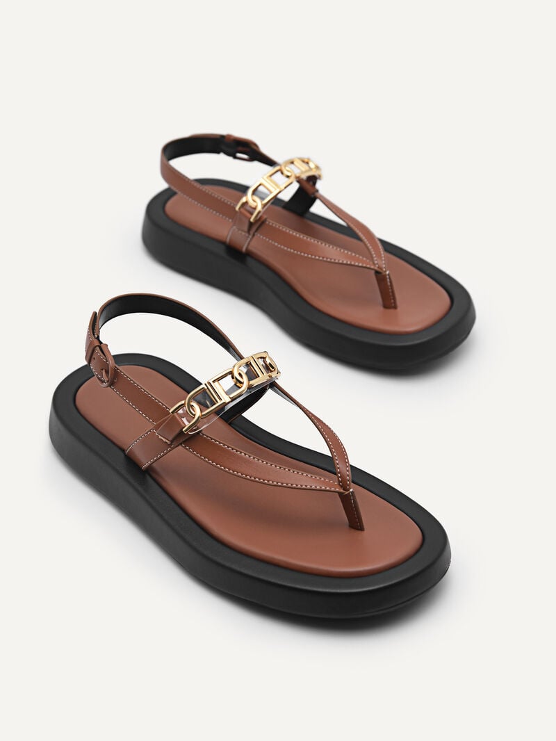 Pedro Icon Sandals Women Flats Cognac | Q9Q-2396