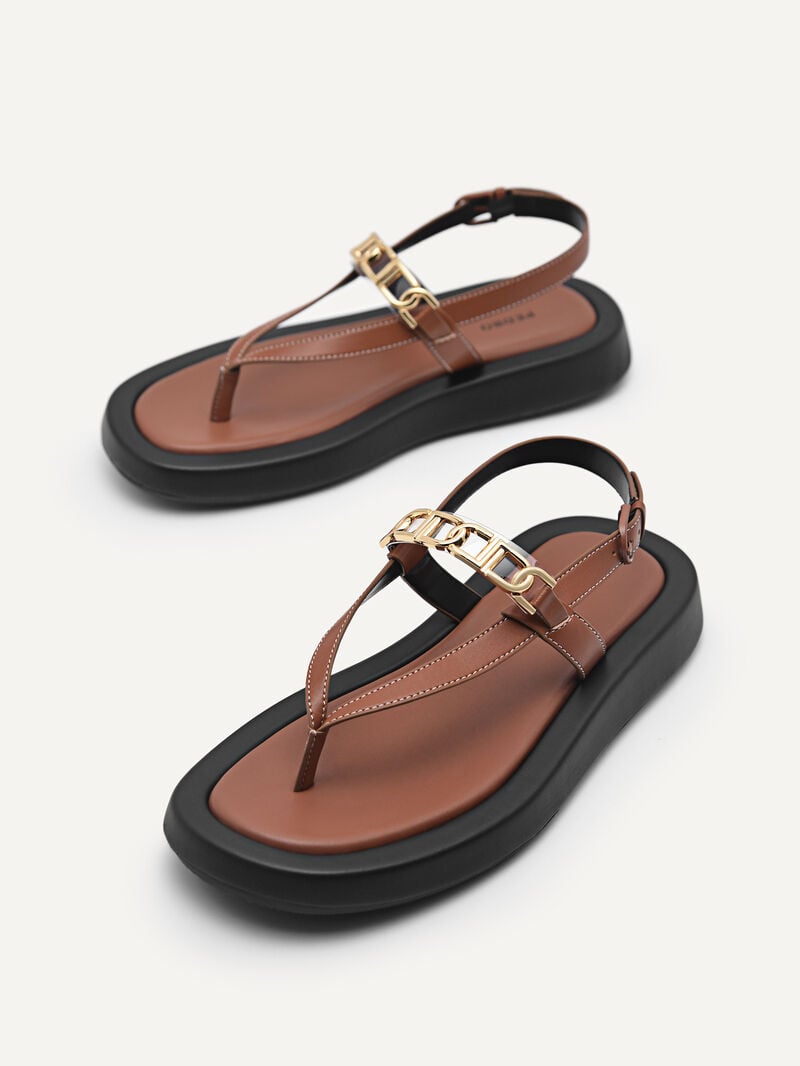 Pedro Icon Sandals Women Flats Cognac | Q9Q-2396