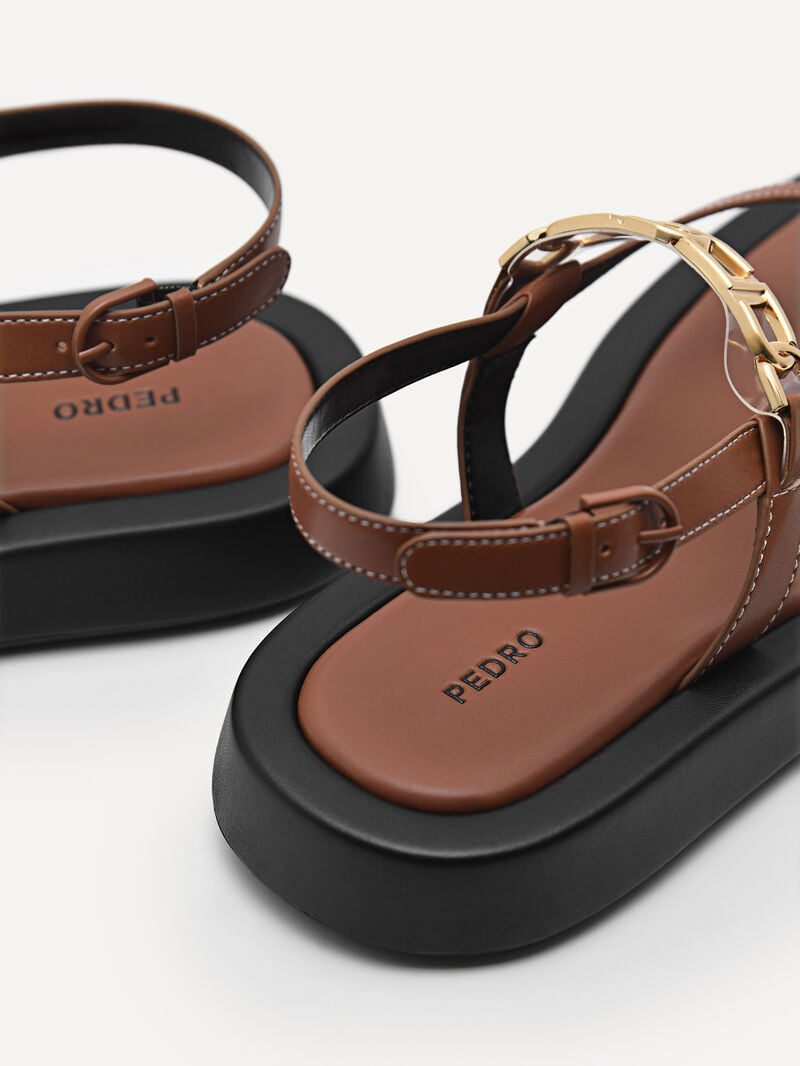 Pedro Icon Sandals Women Flats Cognac | Q9Q-2396