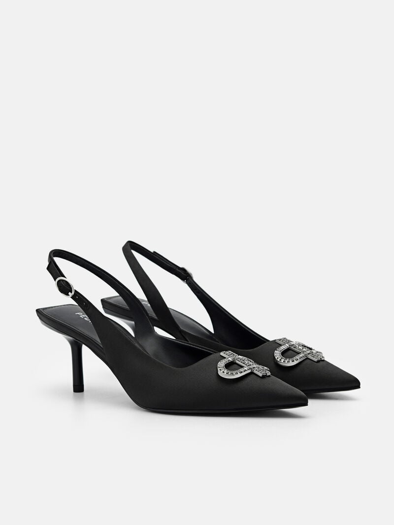 Pedro Icon Satin Women Pumps Black | Q9Q-2349