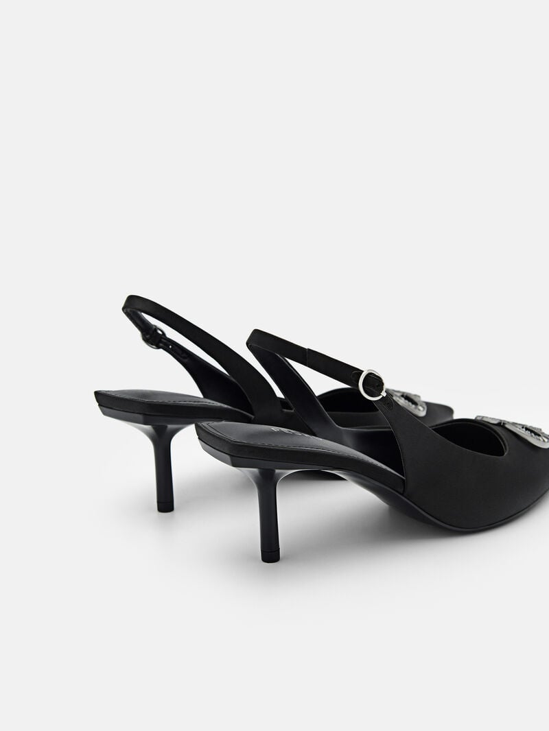 Pedro Icon Satin Women Pumps Black | Q9Q-2349