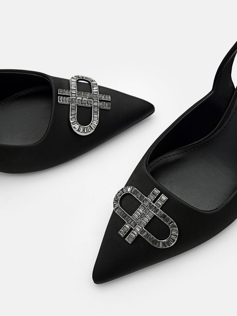 Pedro Icon Satin Women Pumps Black | Q9Q-2349