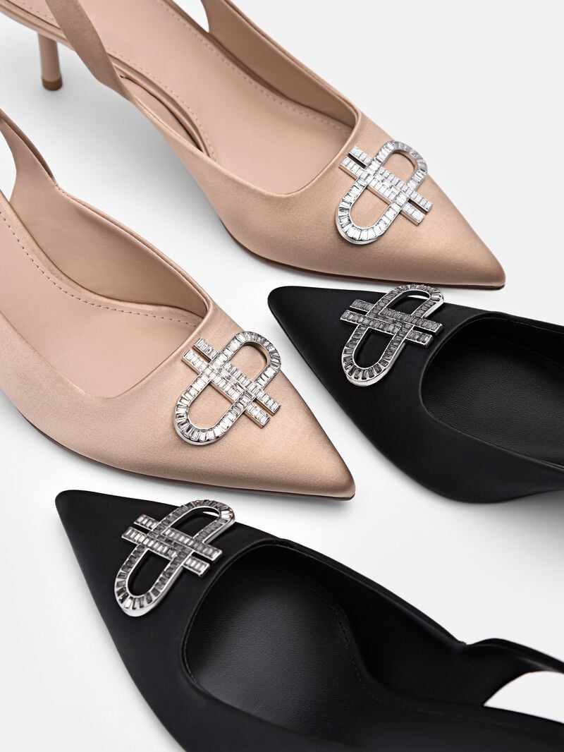 Pedro Icon Satin Women Pumps Black | Q9Q-2349