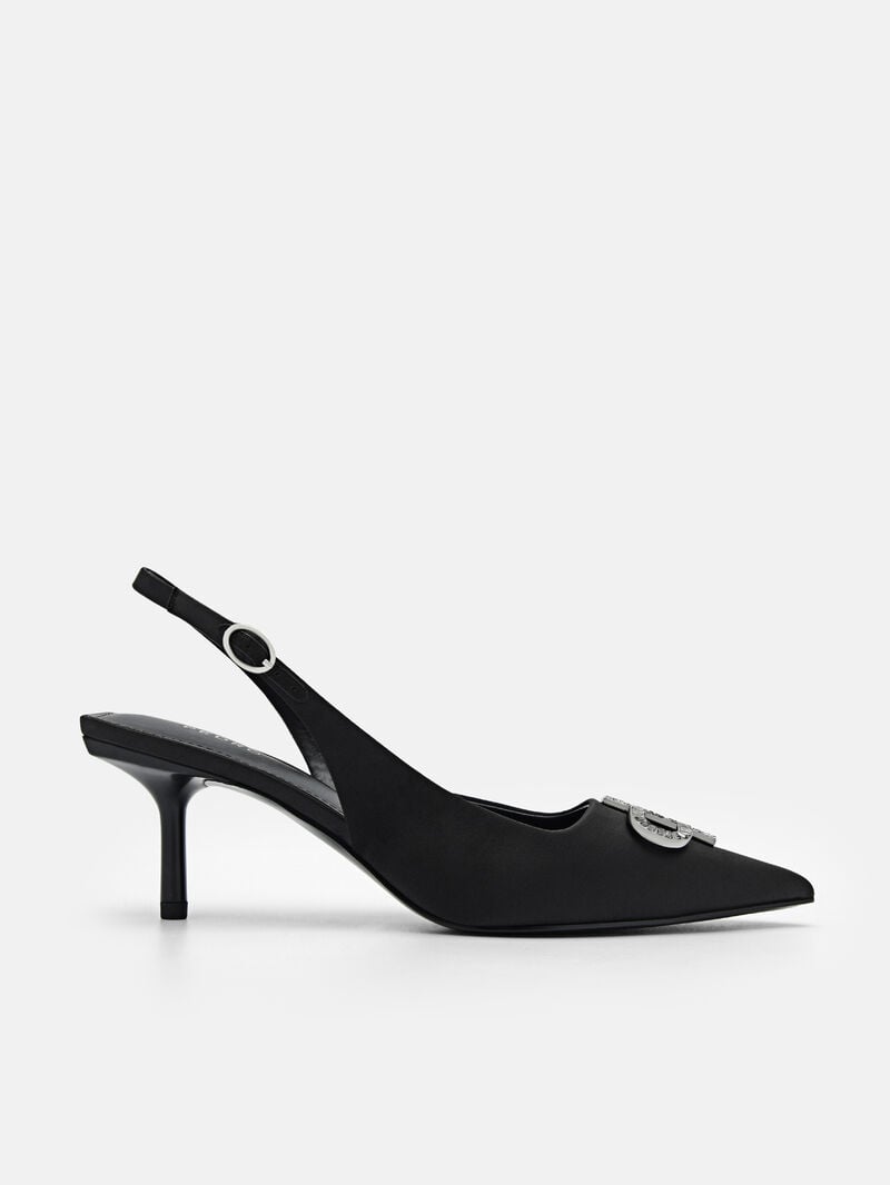 Pedro Icon Satin Women Pumps Black | Q9Q-2349