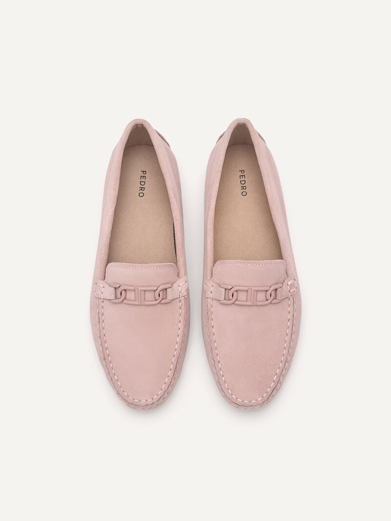 Pedro Icon Suede Moccasins Women Flats Pink | Q9Q-2377