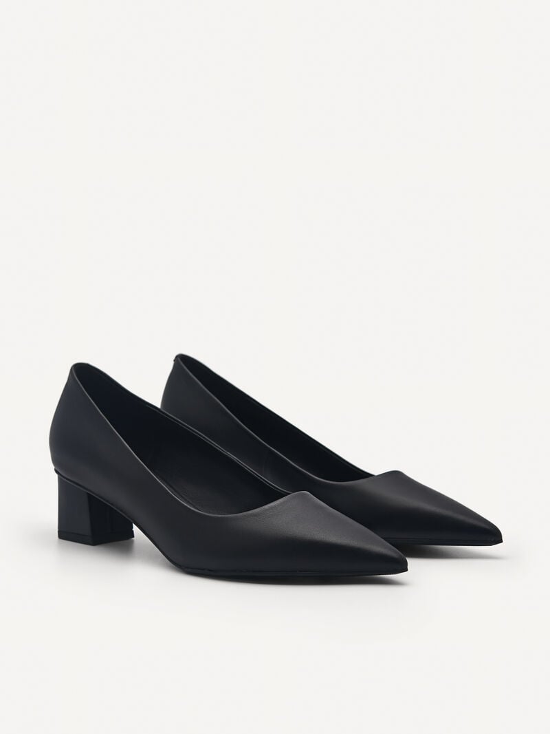 Pedro Ines Leather Women Pumps Black | Q9Q-1464