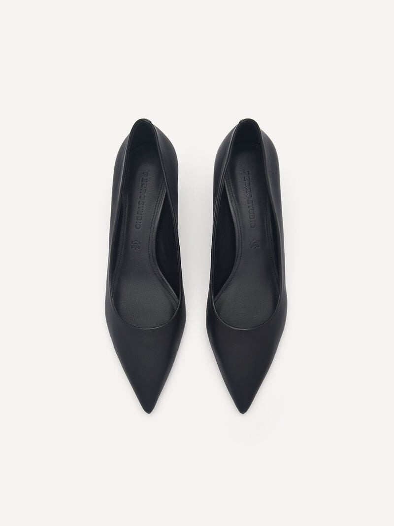 Pedro Ines Leather Women Pumps Black | Q9Q-1464