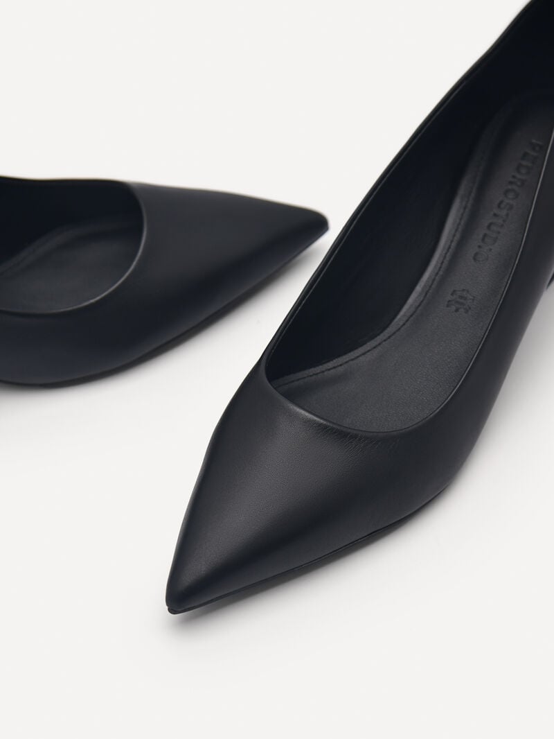 Pedro Ines Leather Women Pumps Black | Q9Q-1464