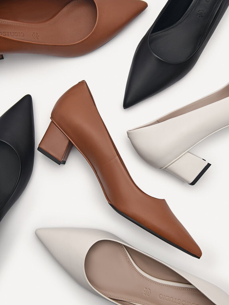 Pedro Ines Leather Women Pumps Black | Q9Q-1464