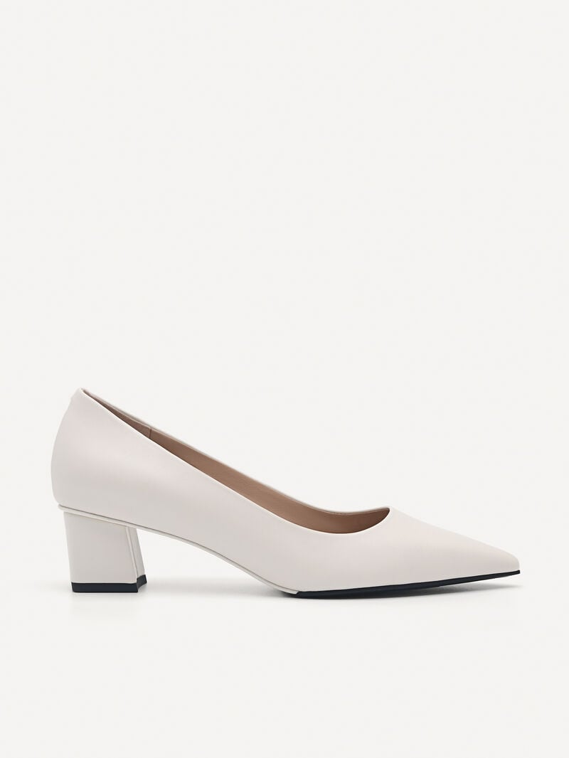 Pedro Ines Leather Women Pumps Chalk | Q9Q-1465