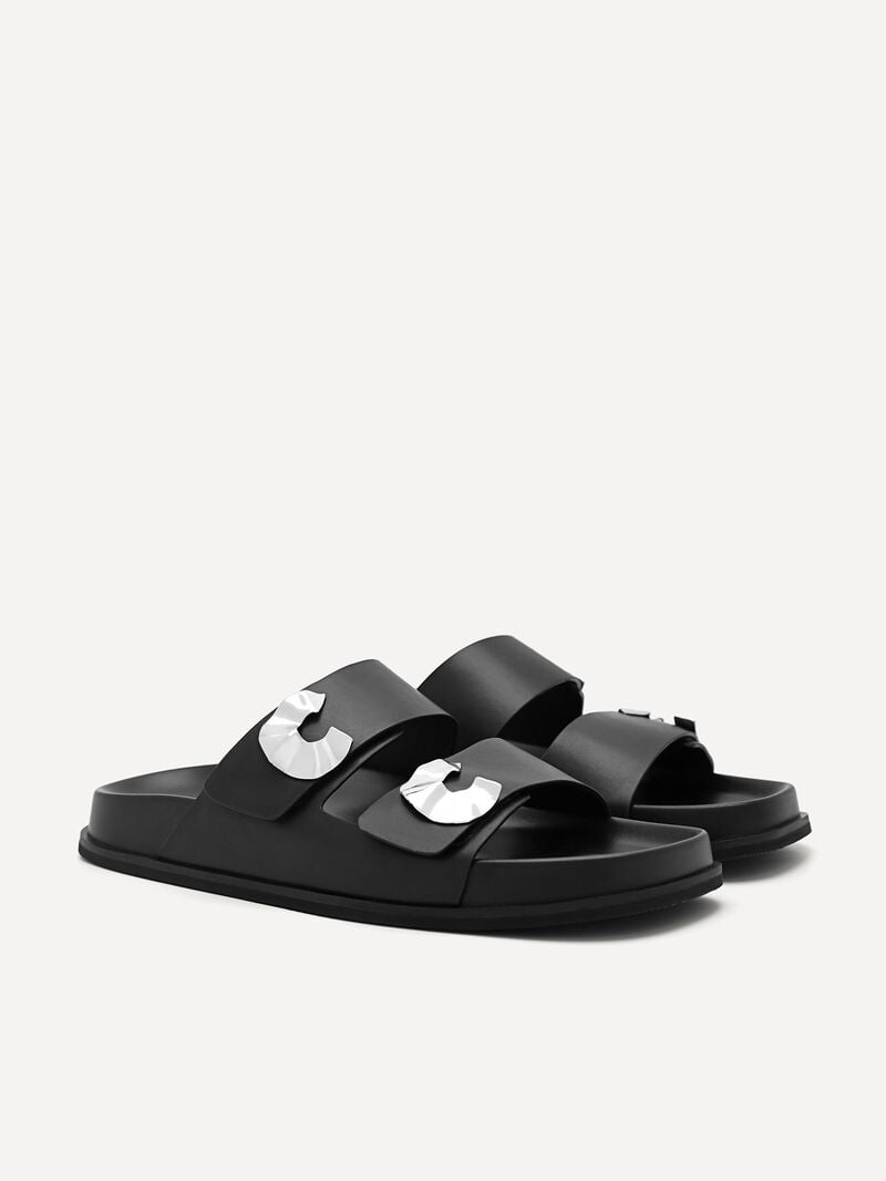 Pedro Iris Strap Sandals Women Flats Black | Q9Q-1802