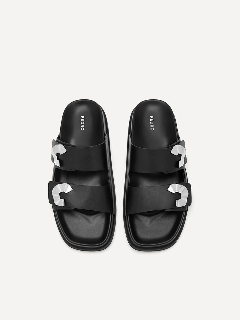 Pedro Iris Strap Sandals Women Flats Black | Q9Q-1802