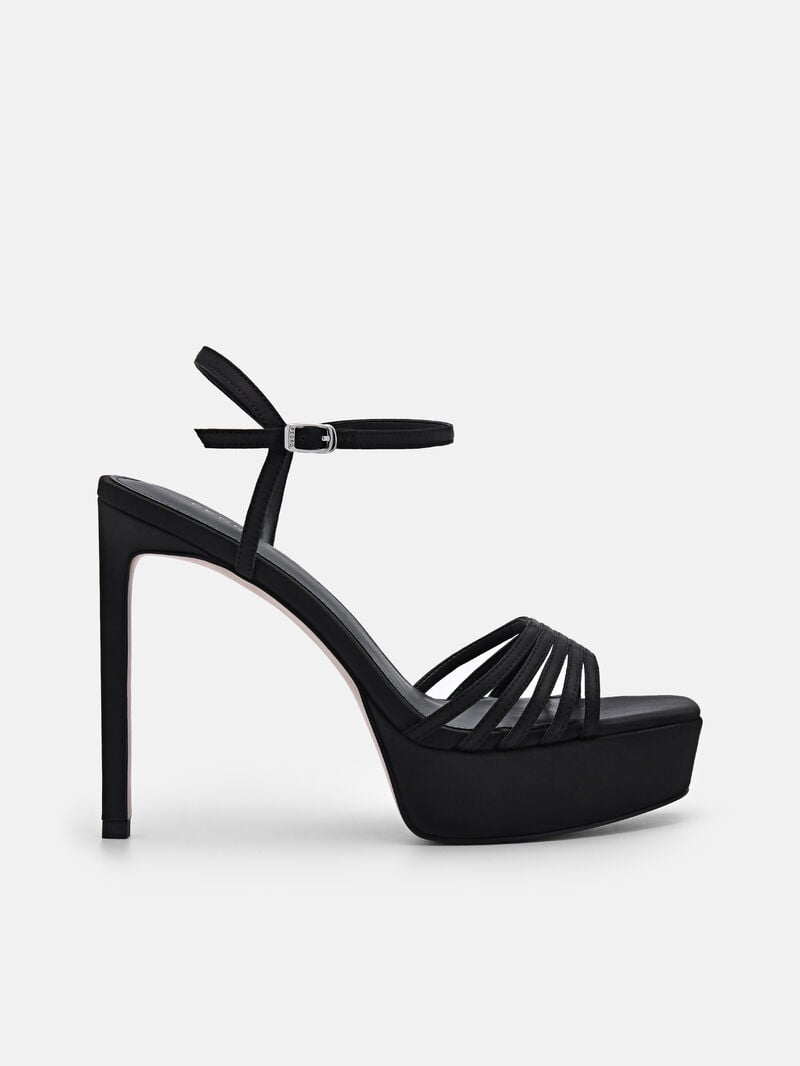 Pedro Iza Fabric Platform Women Heel Sandals Black | Q9Q-1462