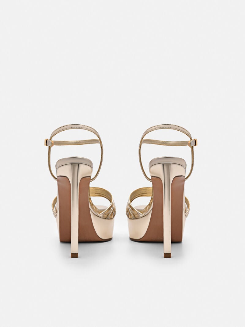 Pedro Iza Platform Women Heel Sandals Gold | Q9Q-1460