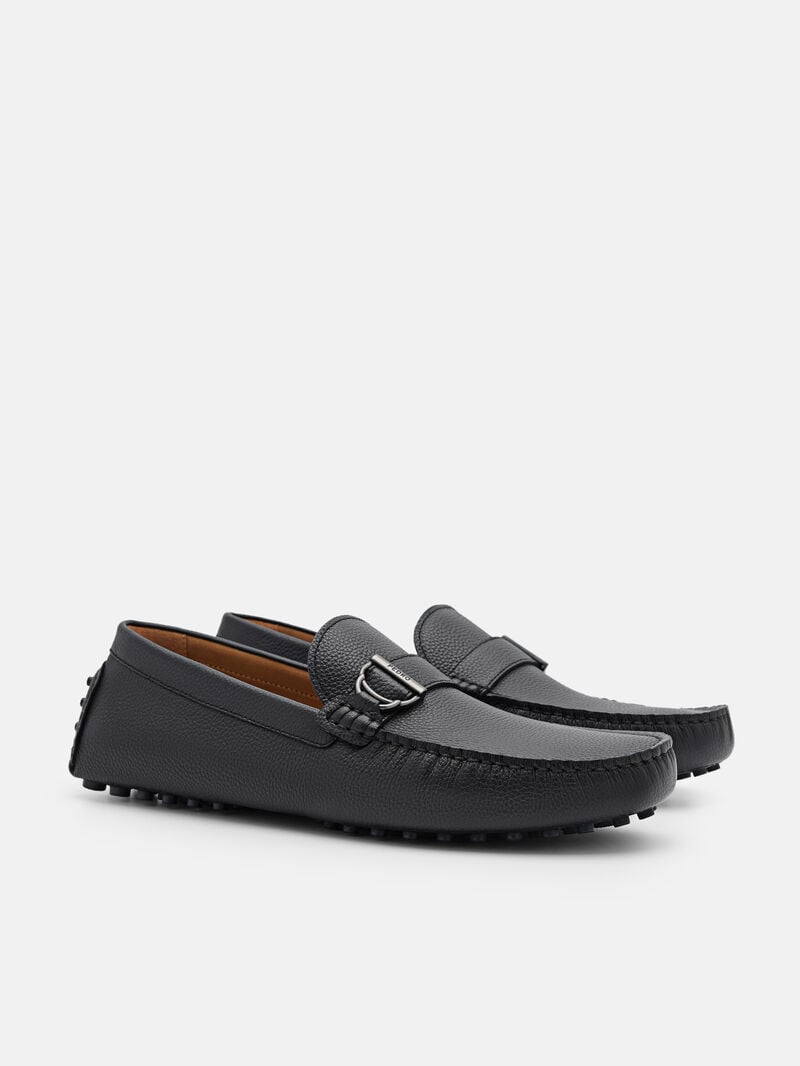 Pedro Jackson Leather Men Moccasins Black | Q9Q-1796