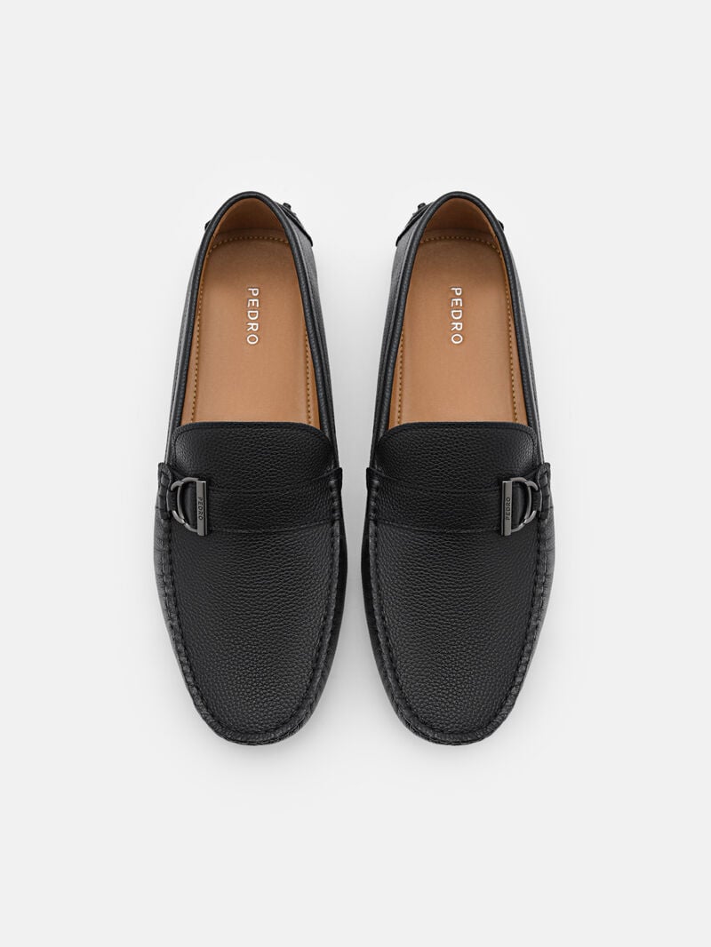 Pedro Jackson Leather Men Moccasins Black | Q9Q-1796