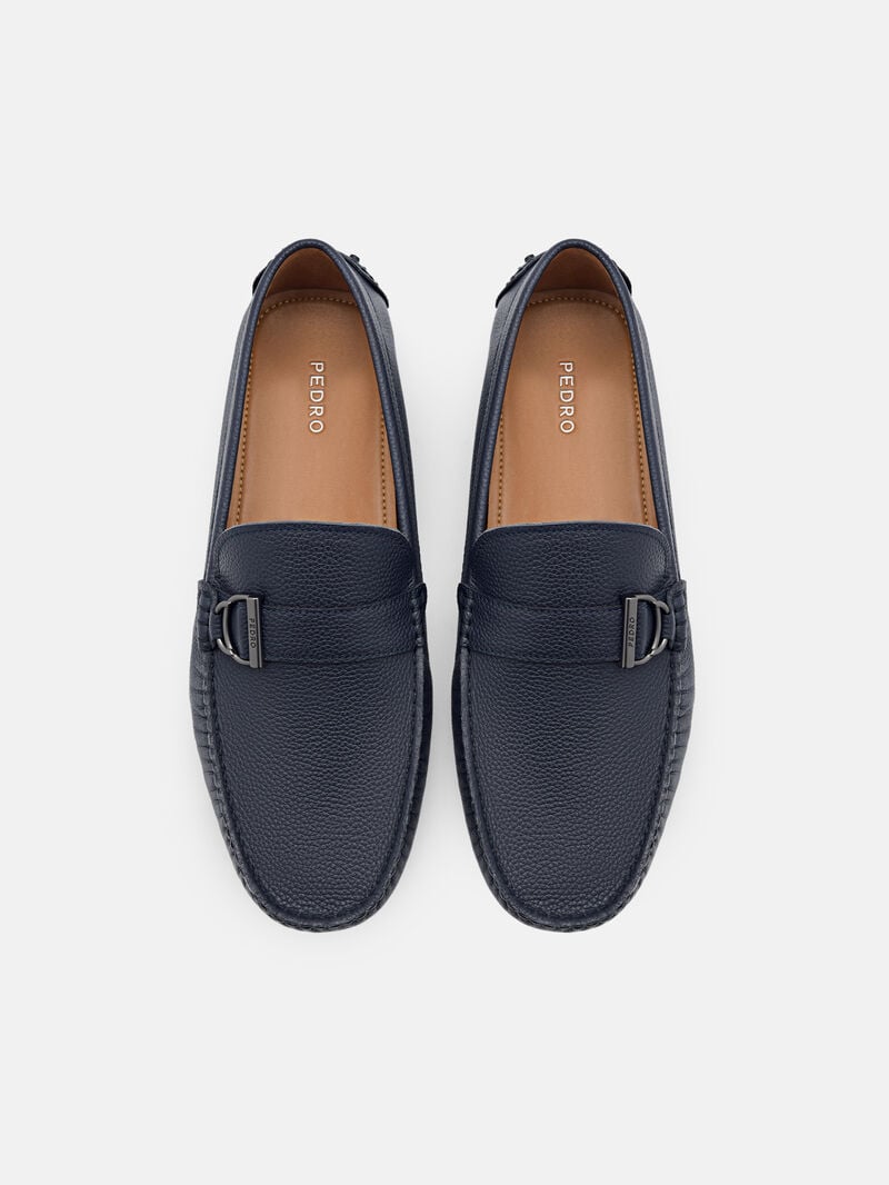 Pedro Jackson Leather Men Moccasins Navy | Q9Q-1798