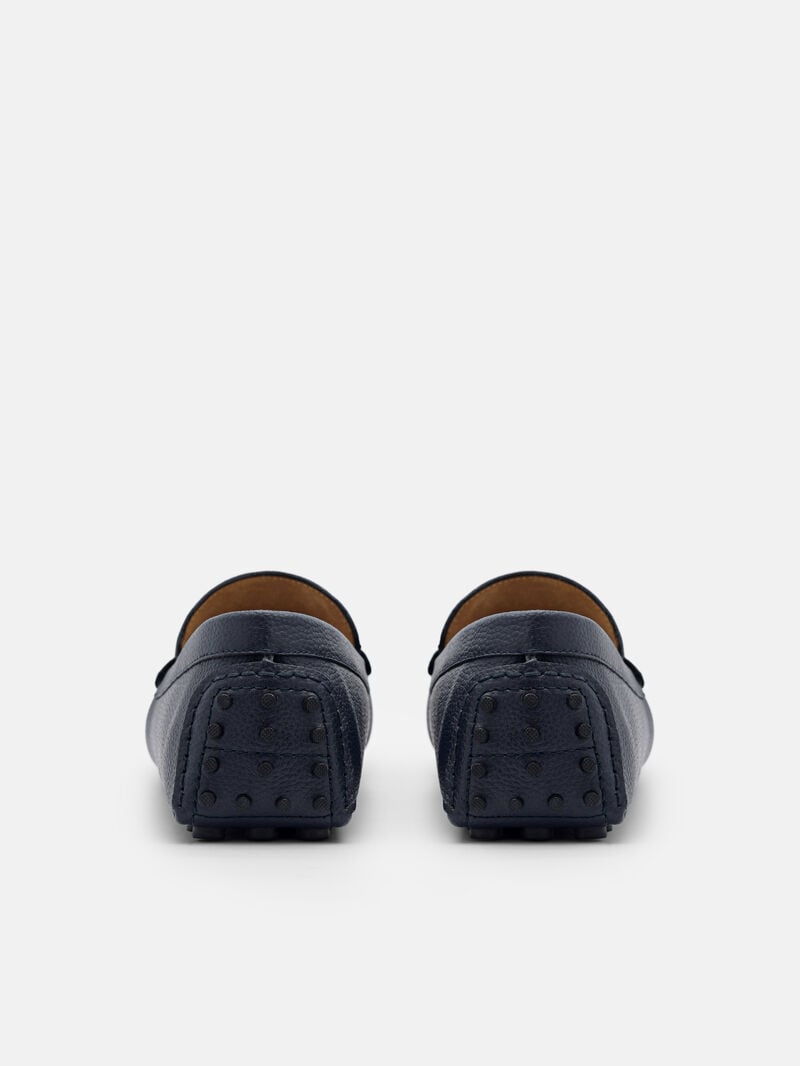 Pedro Jackson Leather Men Moccasins Navy | Q9Q-1798