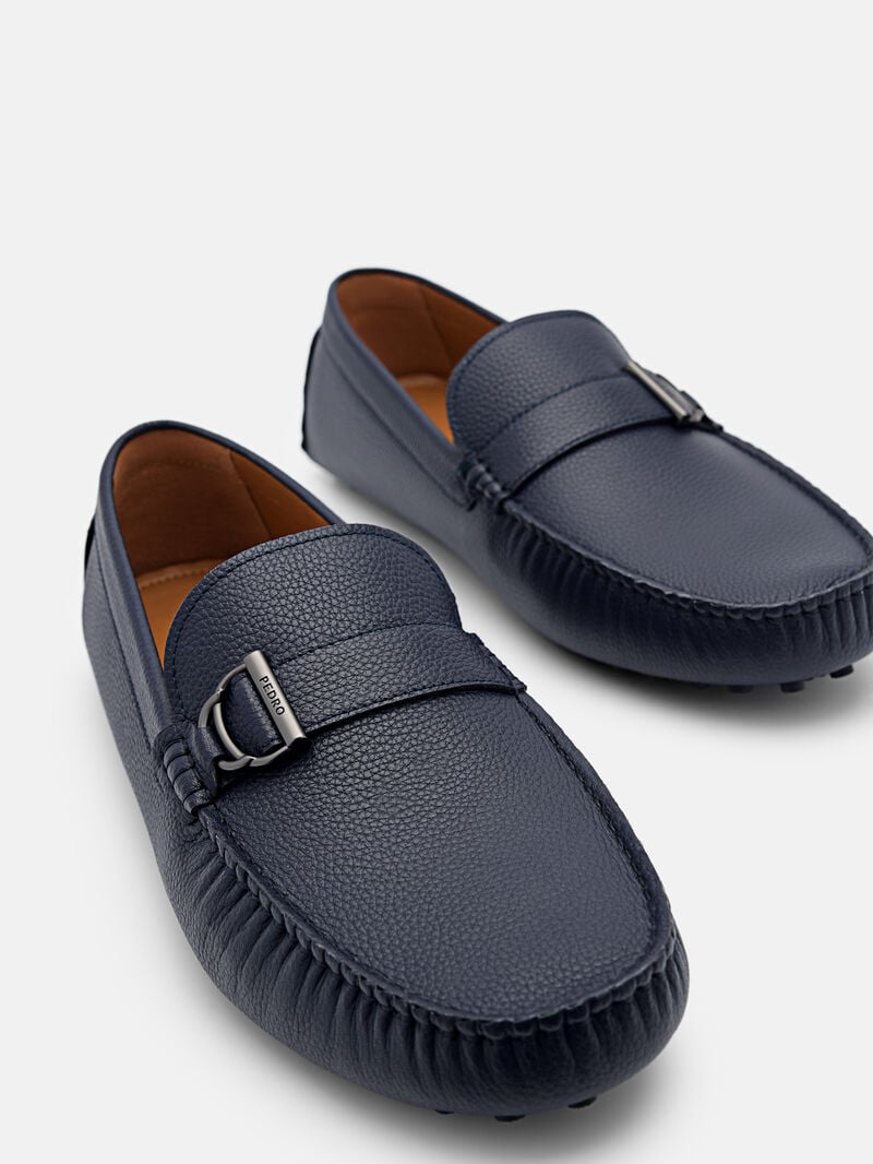Pedro Jackson Leather Men Moccasins Navy | Q9Q-1798