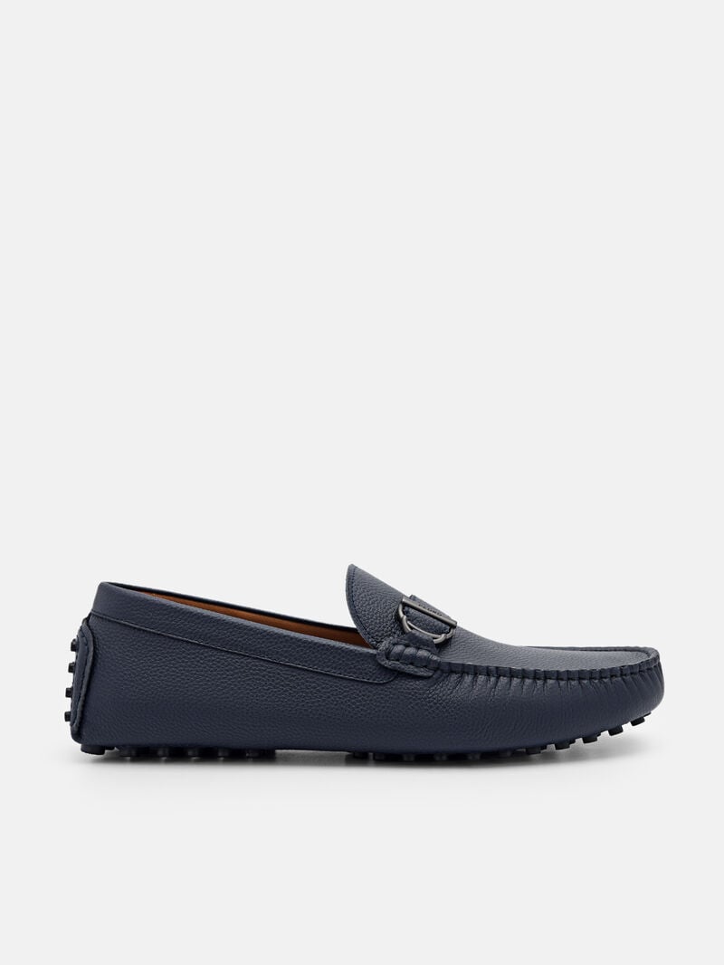 Pedro Jackson Leather Men Moccasins Navy | Q9Q-1798