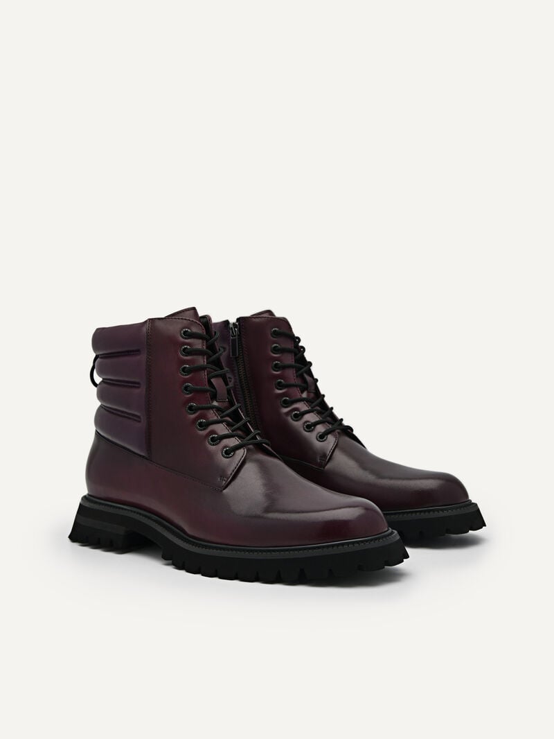 Pedro Jay Leather Boots Men Boots Dark Purple | Q9Q-1792