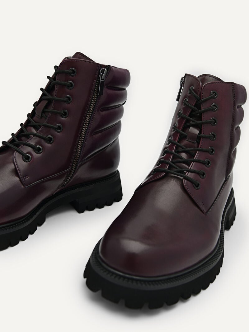 Pedro Jay Leather Boots Men Boots Dark Purple | Q9Q-1792