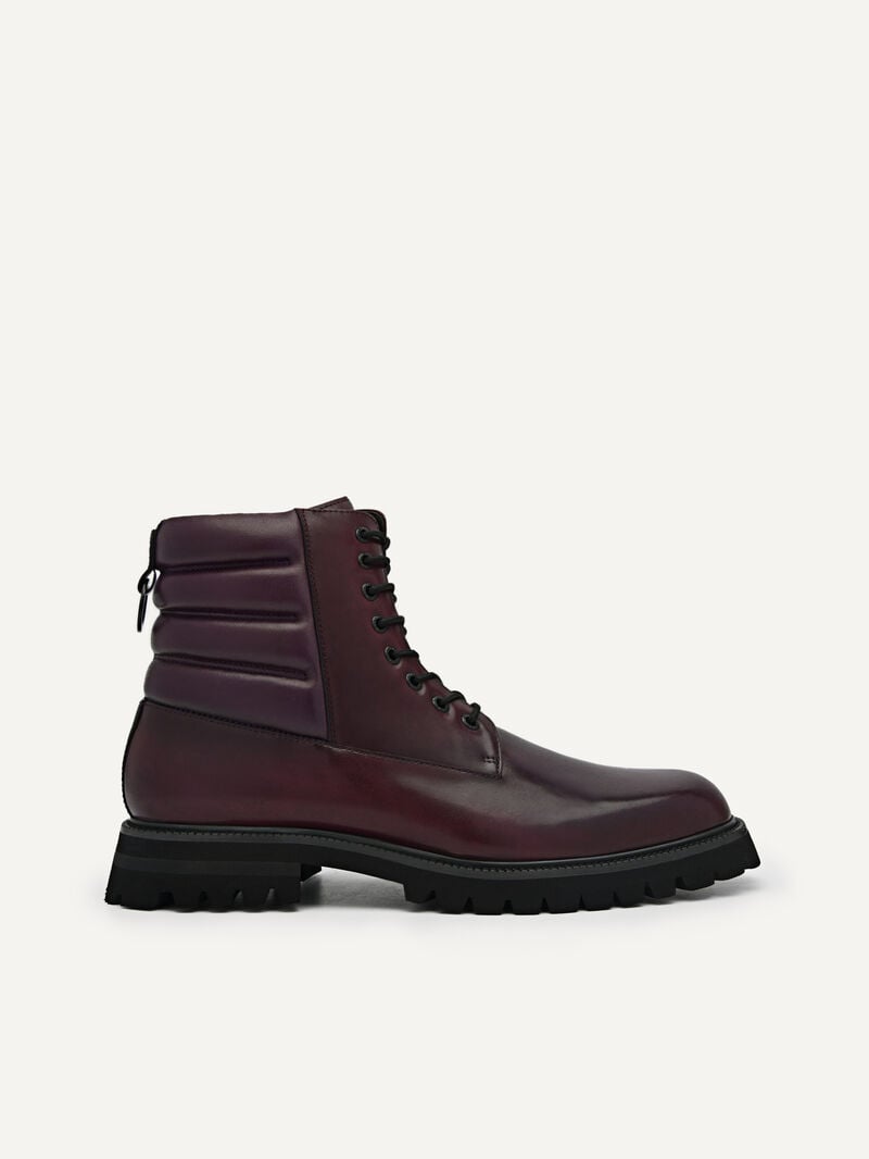 Pedro Jay Leather Boots Men Boots Dark Purple | Q9Q-1792