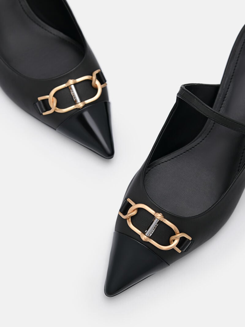 Pedro Jean Leather Women Mules Black | Q9Q-1452
