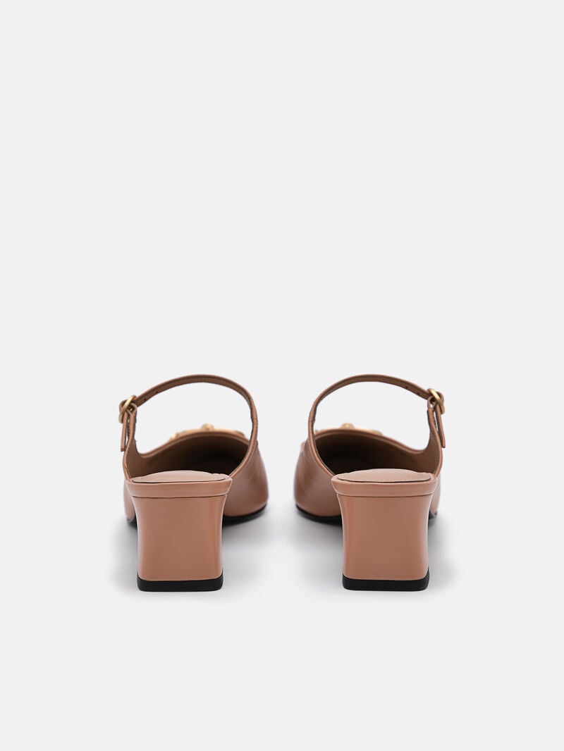 Pedro Jean Leather Women Mules Camel | Q9Q-1453