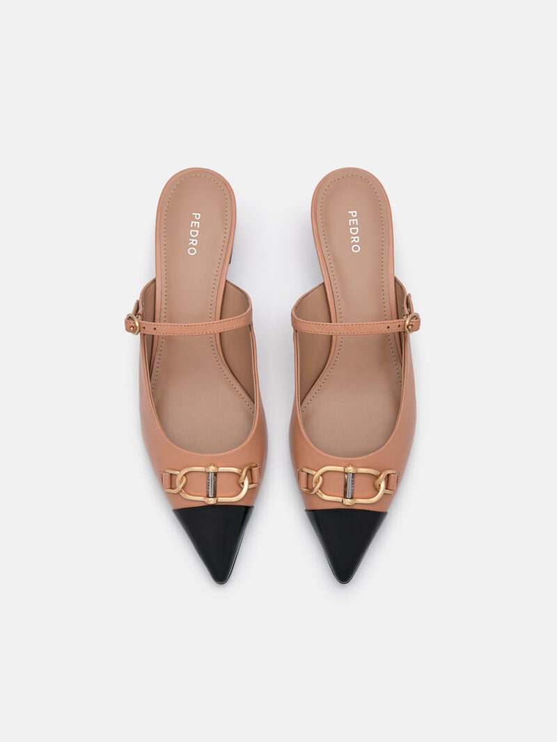 Pedro Jean Leather Women Mules Camel | Q9Q-1453
