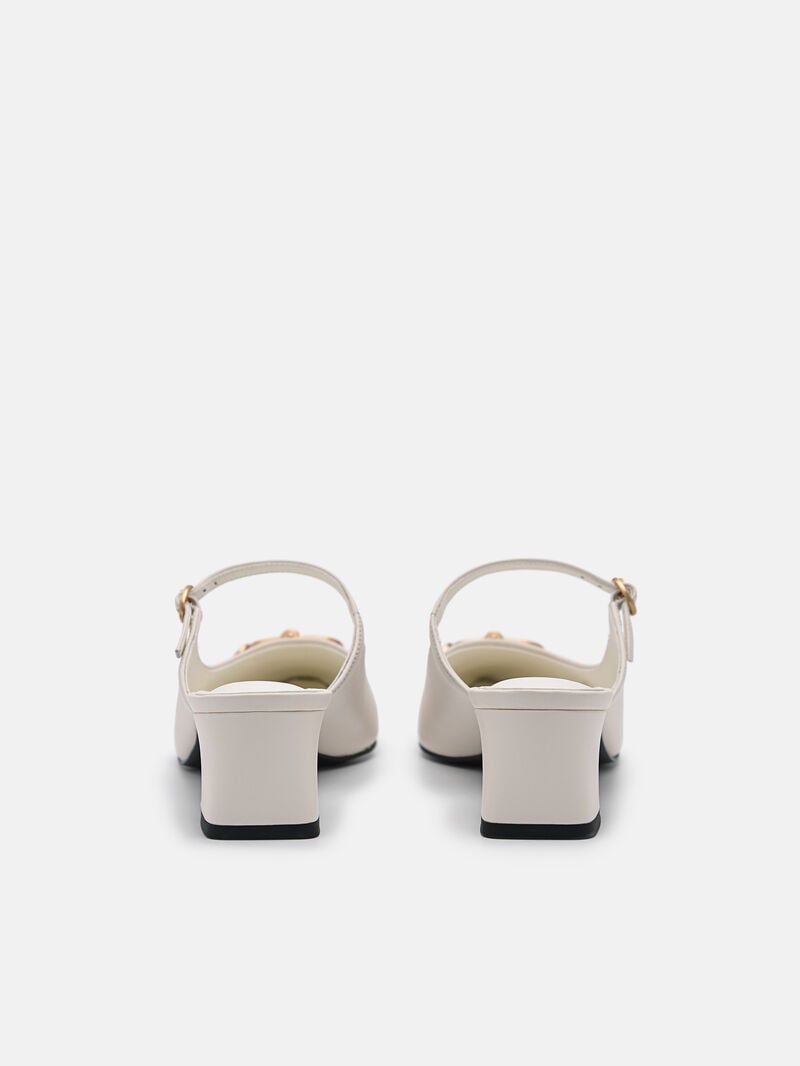 Pedro Jean Leather Women Mules Chalk | Q9Q-1454