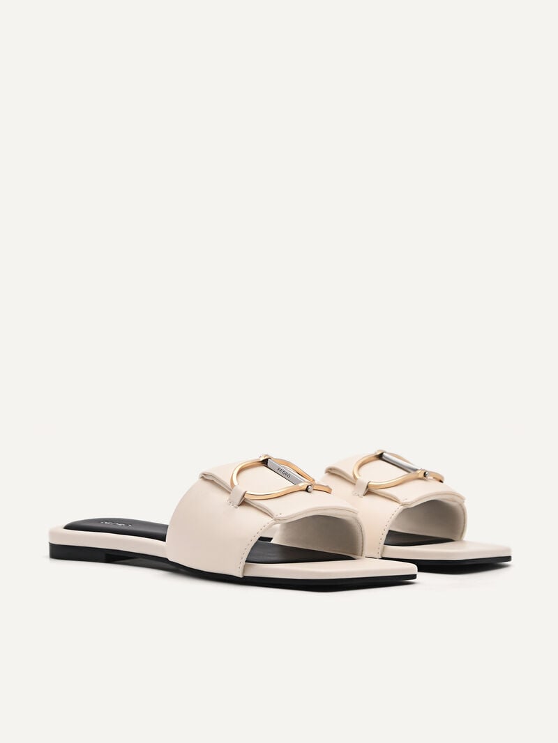 Pedro Jean Square Toe Sandals Women Flats Chalk | Q9Q-1788
