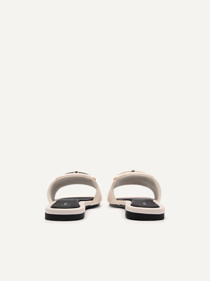 Pedro Jean Square Toe Sandals Women Flats Chalk | Q9Q-1788