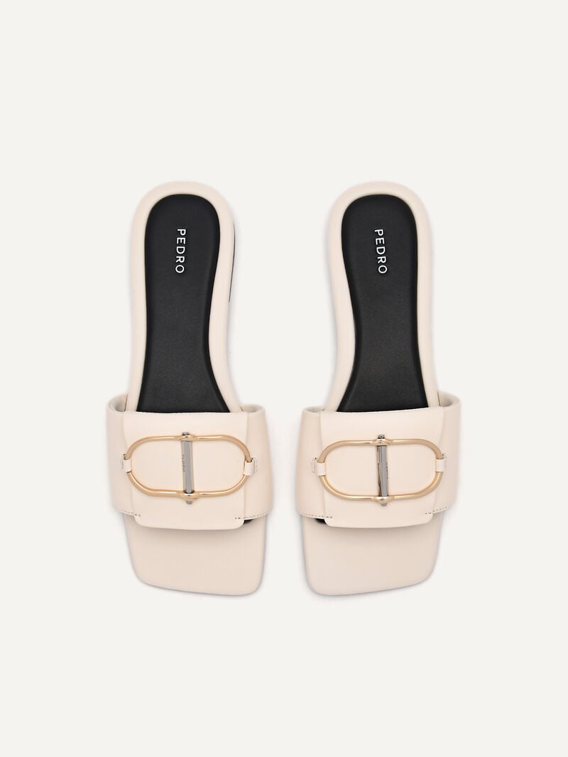 Pedro Jean Square Toe Sandals Women Flats Chalk | Q9Q-1788