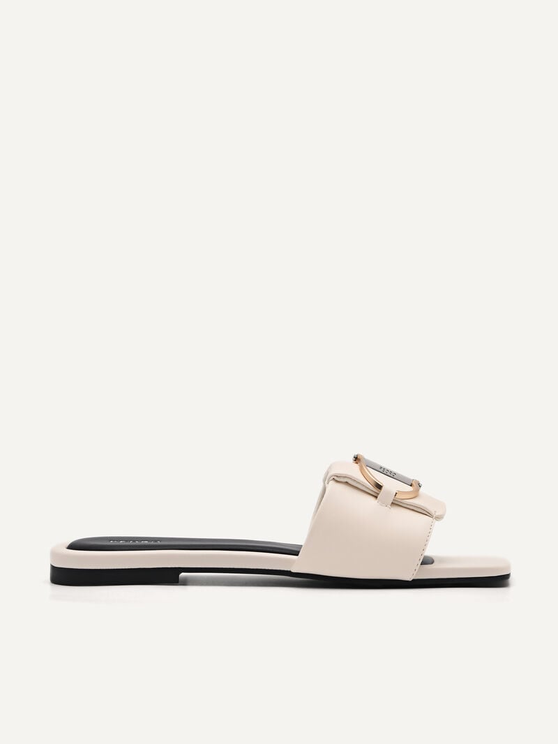 Pedro Jean Square Toe Sandals Women Flats Chalk | Q9Q-1788