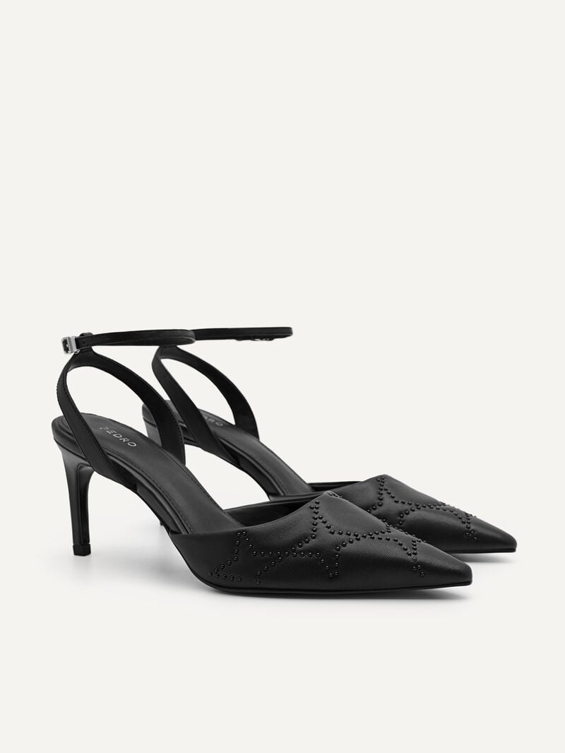 Pedro Joan Leather Women Pumps Black | Q9Q-1447