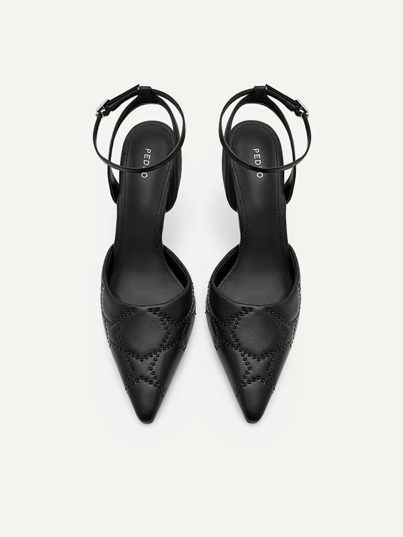 Pedro Joan Leather Women Pumps Black | Q9Q-1447