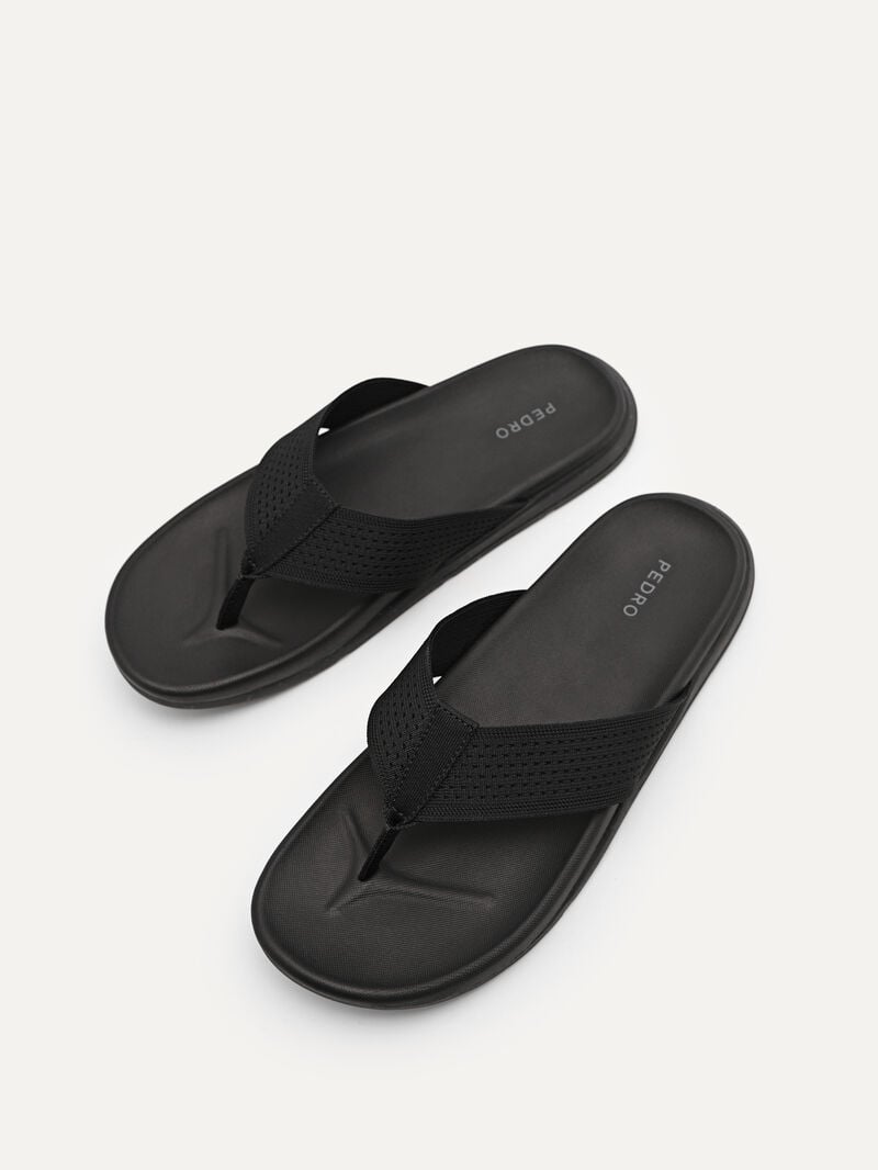 Pedro Knitted Lightweight Thong Sandal Men Sandals Black | Q9Q-1780