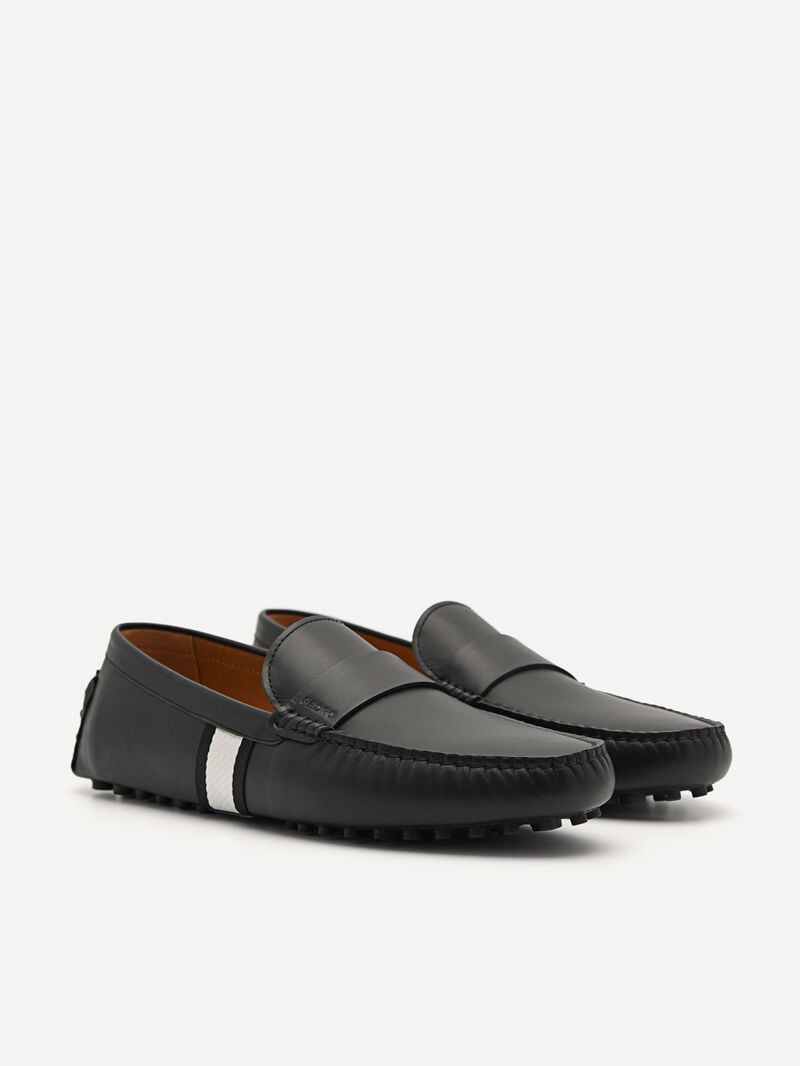 Pedro Leather Band Men Moccasins Black | Q9Q-1761