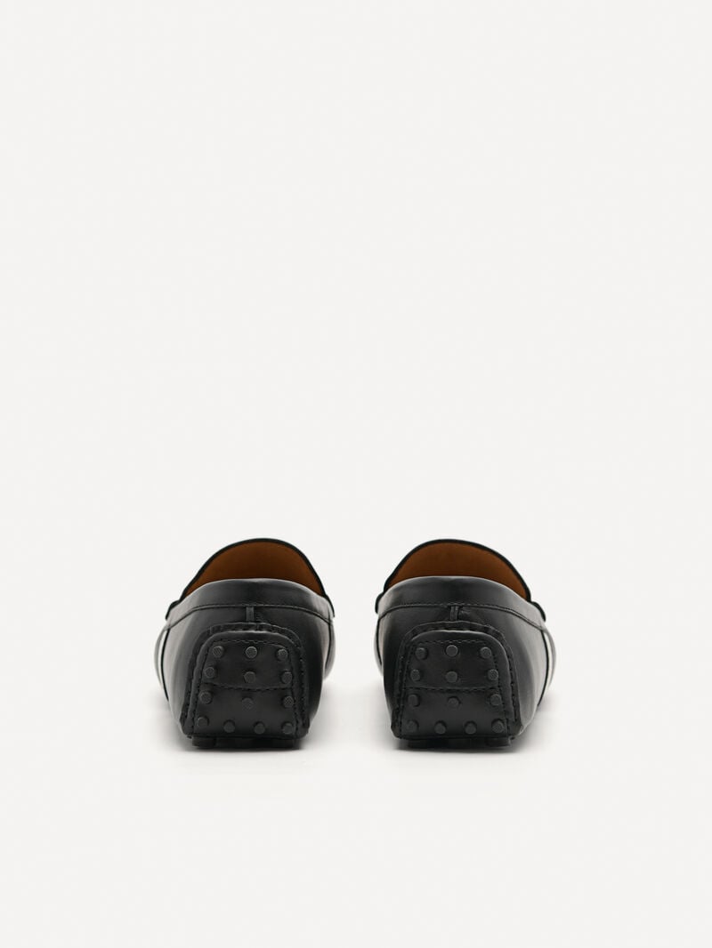 Pedro Leather Band Men Moccasins Black | Q9Q-1761
