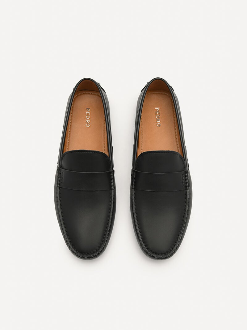 Pedro Leather Band Men Moccasins Black | Q9Q-1761