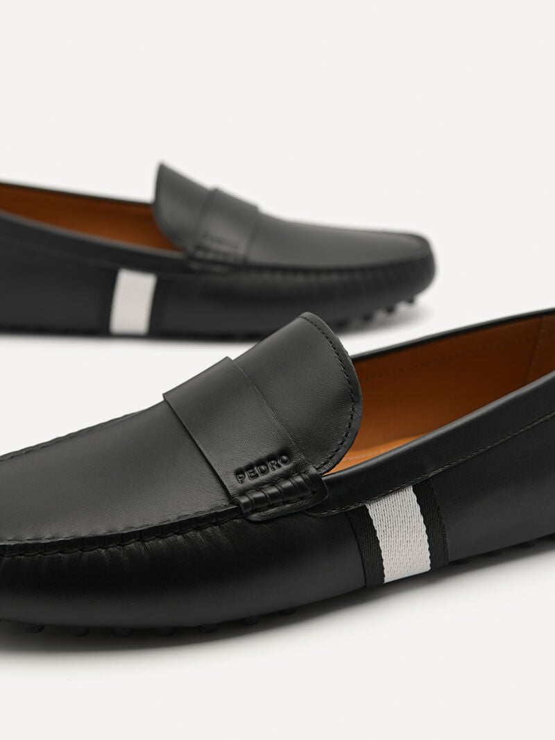 Pedro Leather Band Men Moccasins Black | Q9Q-1761