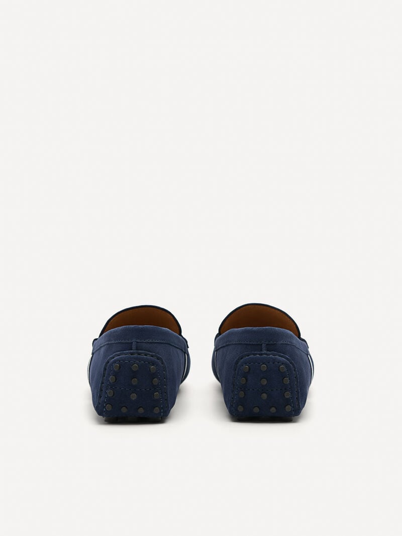 Pedro Leather Band Men Moccasins Navy | Q9Q-1763