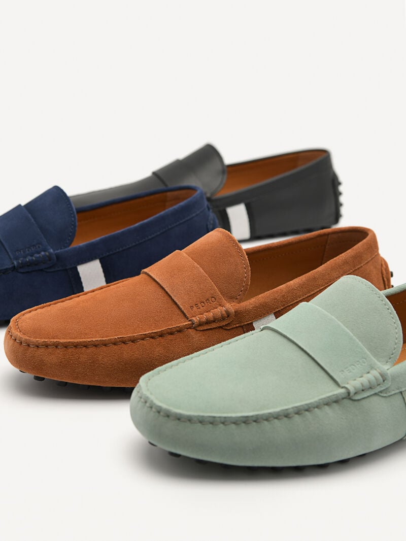 Pedro Leather Band Men Moccasins Navy | Q9Q-1763