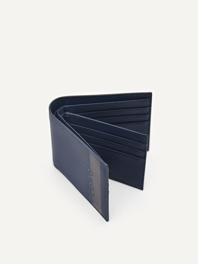 Pedro Leather Bi-Fold Flip Men Wallets Navy | Q9Q-2729
