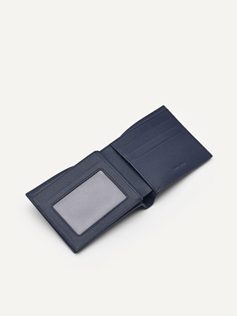 Pedro Leather Bi-Fold Flip Men Wallets Navy | Q9Q-2729