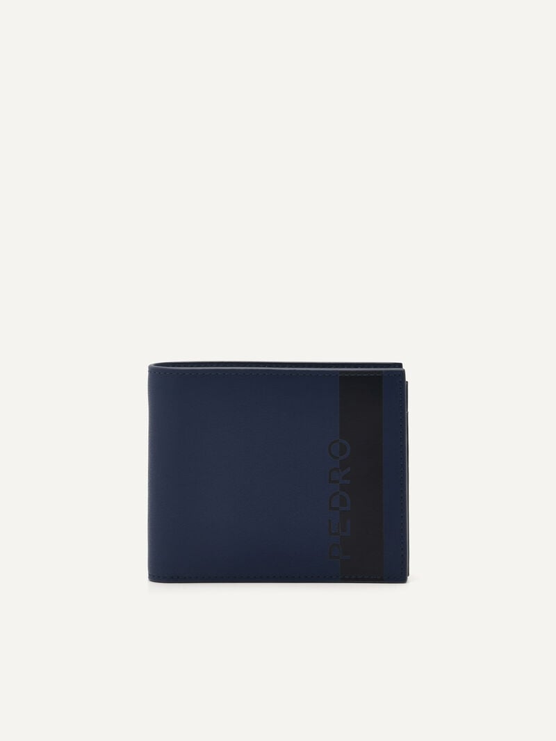 Pedro Leather Bi-Fold Flip Men Wallets Navy | Q9Q-2729