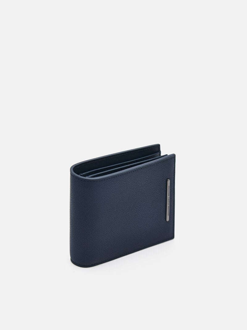 Pedro Leather Bi-Fold Flip Men Wallets Navy | Q9Q-2728