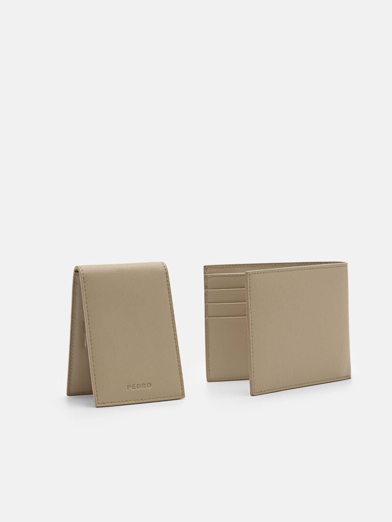 Pedro Leather Bi-Fold Insert Men Wallets Taupe | Q9Q-2727